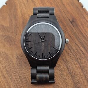 Dark Wood Men's Watch Minimalist Natural To My Son Engraved Back Hipster Boho